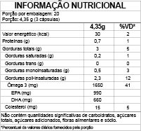 Tabela nutricional do Ômega 3 Alta Concentração