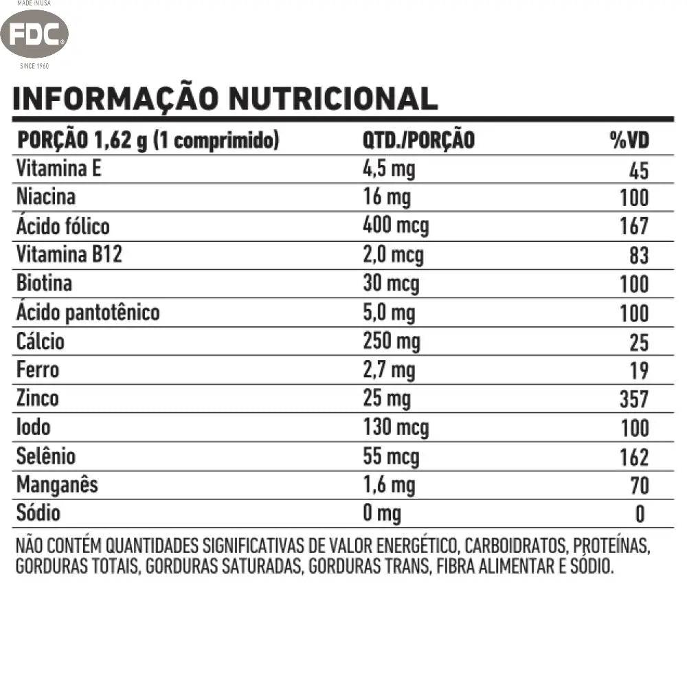 nutrition label for a vitamin supplement