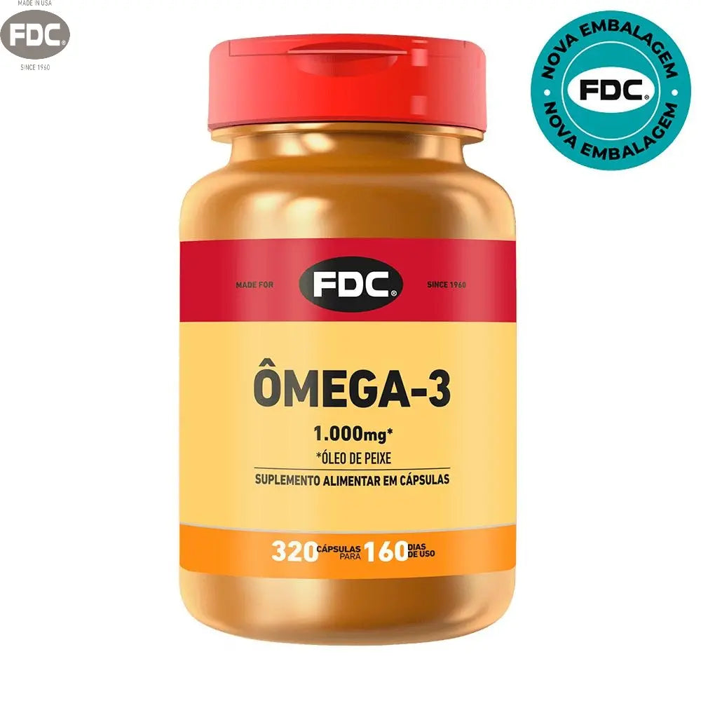 Ômega 3 FDC 3 1.000mg - 320 Unid - FDC Vitaminas - Vitaminas com duplo certificado de qualidade.