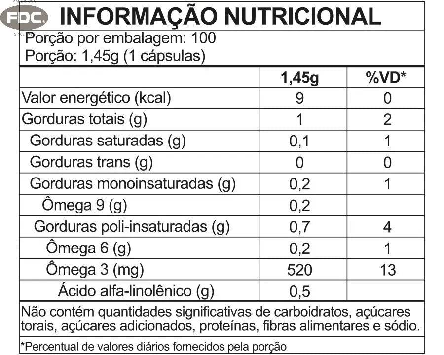 Produto FDC: Óleo de Linhaça 1.000mg - FDC Vitaminas - Vitaminas com duplo certificado de qualidade.