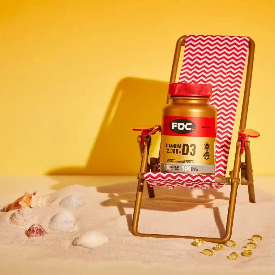 a jar of vitamins sitting on a beach chair