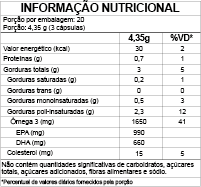 Tabela nutricional do Ômega 3 Alta Concentração