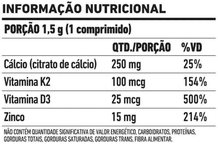 Imagem do produto Citrato de Cálcio + D3 + K2 (MK7) + Zinco da FDC Vitaminas.
