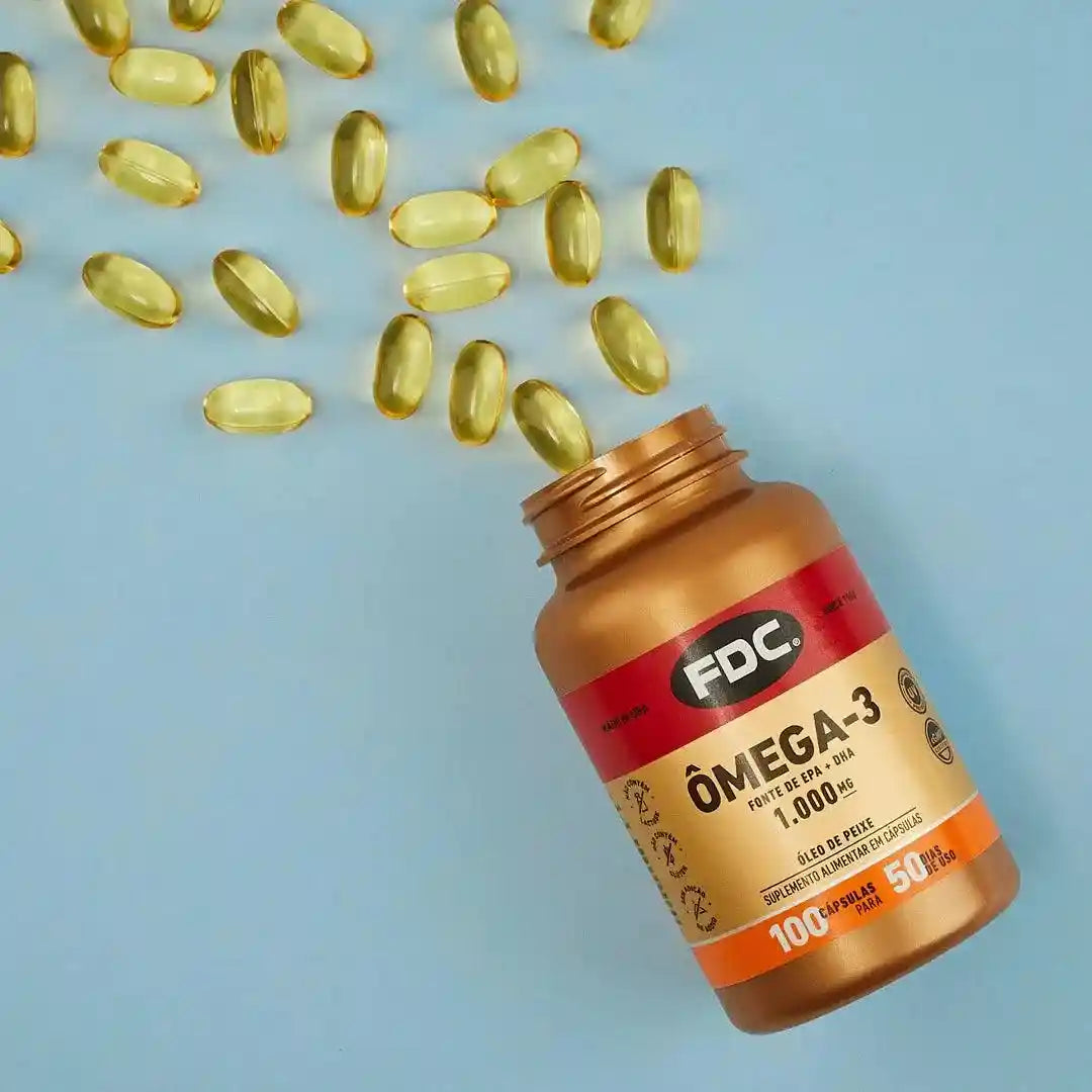 a bottle of foc omega - 3 pills falling out of it