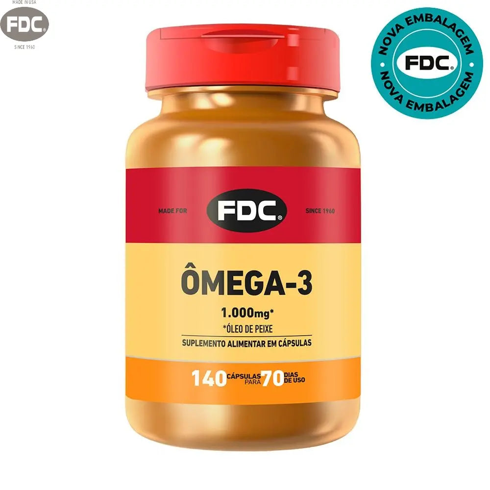 Ômega 3 FDC 3 1.000mg - 140 Unid - FDC Vitaminas - Vitaminas com duplo certificado de qualidade.