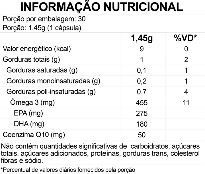 Omega-3 CoQ10 30 capsulas produto FDC Vitaminas