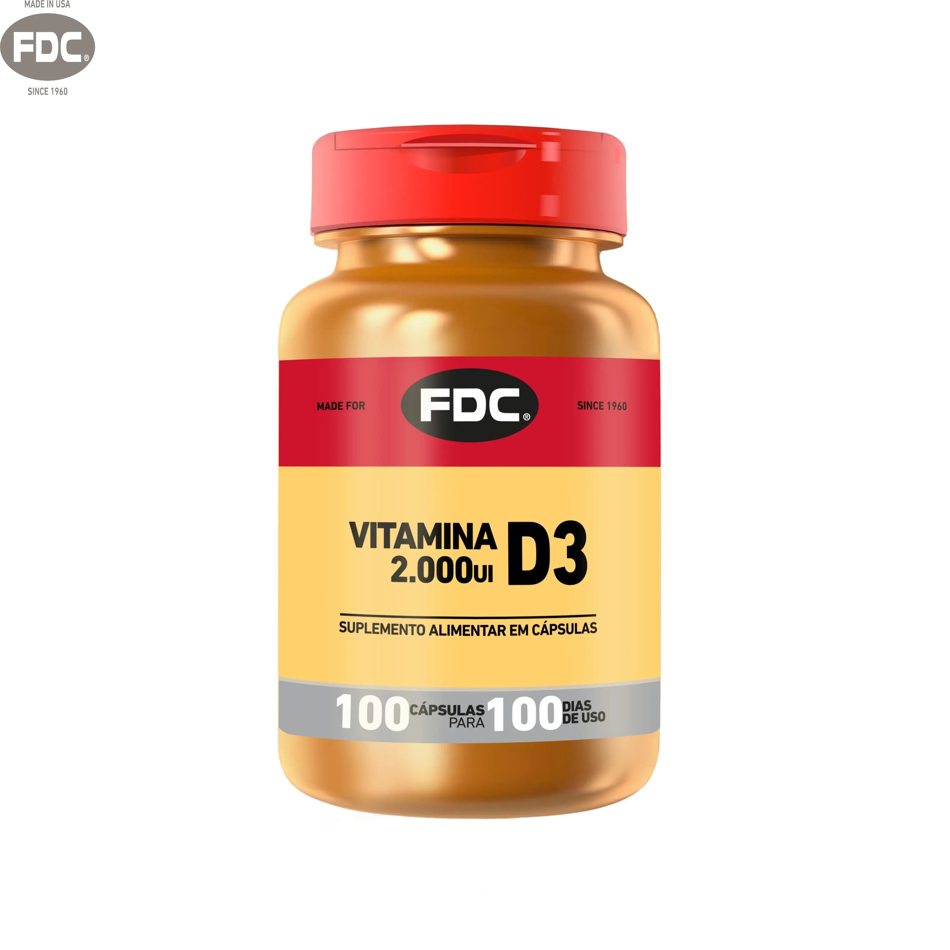 Produto FDC: Vitamina D3 2000 UI - FDC Vitaminas - Vitaminas com duplo certificado de qualidade.