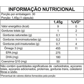FDC Ômega 3 + CoQ10 | 30 Dias de uso — verso
