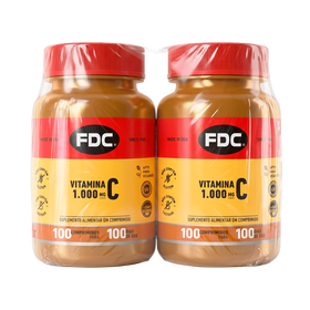 2 unidades: a 2ª sai com 50% OFF | Vitamina C 1000mg 100 comprimidos (200 unidades) — verso
