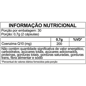 Coenzima Q10 200 mg | 60 Cápsulas | FDC — verso