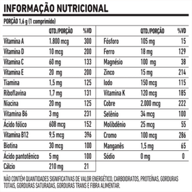 Multivitamínico All 26 Geriatric 50+ | 100 Comprimidos | FDC — verso