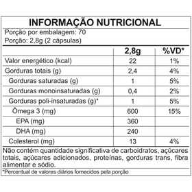 Ômega 3 1000 mg | 140 Cápsulas | FDC — verso