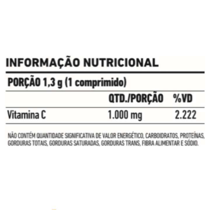 Tabela nutricional 4K — FDC Vitamina C 1000 mg, 180 comprimidos — SKU 200614 — rótulo verificado