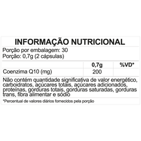 Coenzima Q10 200 mg | 60 Cápsulas | FDC — verso