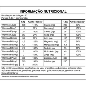 Multivitamínico All Nutri Plus | 60 Comprimidos | FDC — verso