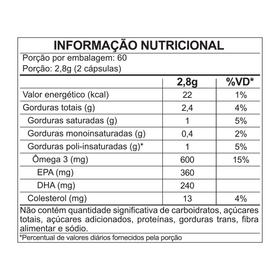 Ômega 3 1000 mg | 120 Cápsulas | FDC — verso