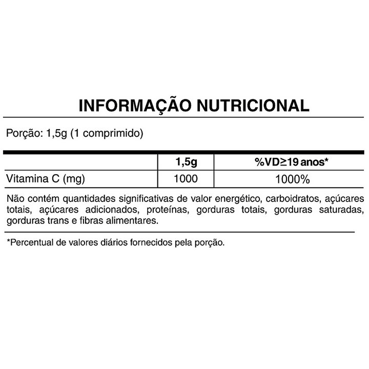 Vitamina C 1000 mg FDC - informação nutricional