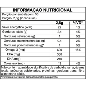 Ômega 3 1000 mg | 100 Cápsulas | FDC — verso