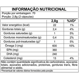 Ômega 3 1000 mg | 140 Cápsulas | FDC — verso