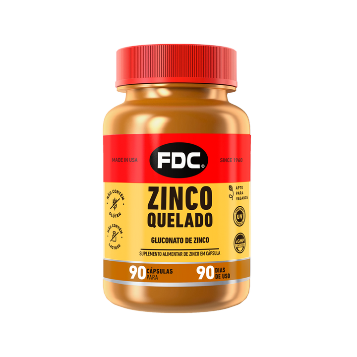 Frasco Zinco Quelado 90 capsulas FDC Vitaminas